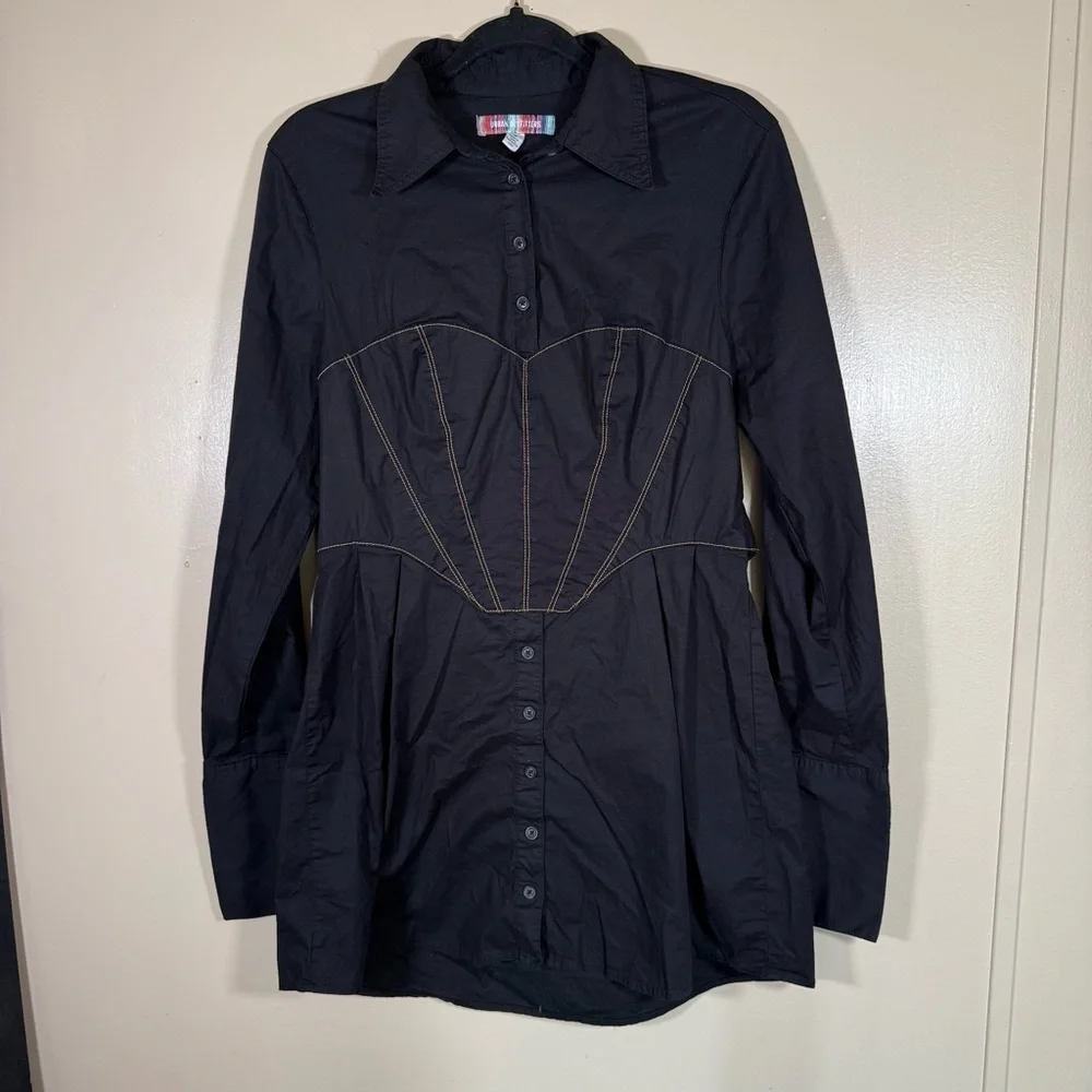 Urban Outfitters Taurus Witchy Corset Shirt Dress Black Size Large - Picture 2 of 9